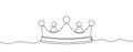 Crown of one continuous line drawn. Crown - symbol of king and majesty drawn in one line. Vector